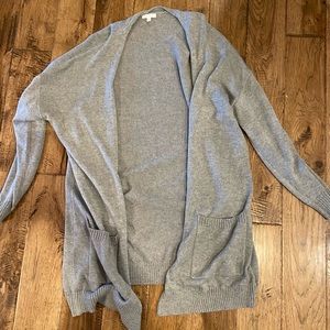 long gray cardigan